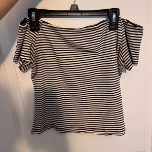 Off the shoulder striped shirt